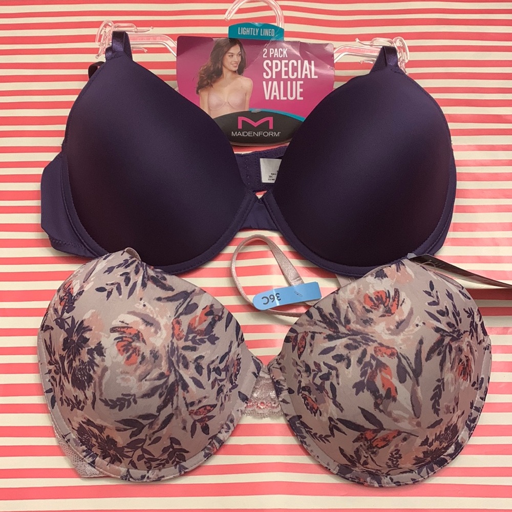 Maidenform 36C T-Shirt Bras 2pk Bundle